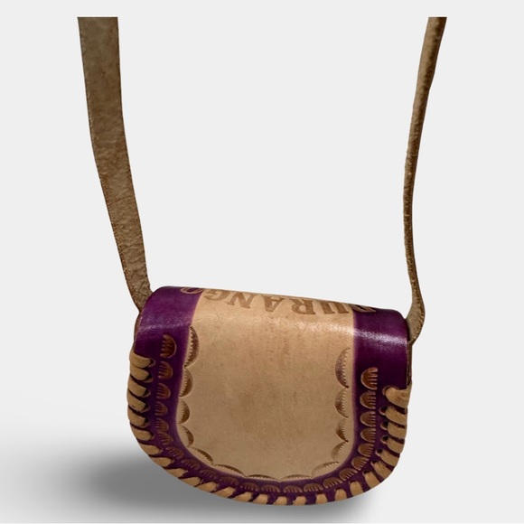 Vintage Durango Tequila Tooled Scorpion Braided Leather Mini Crossbody Bag - Picture 3 of 6